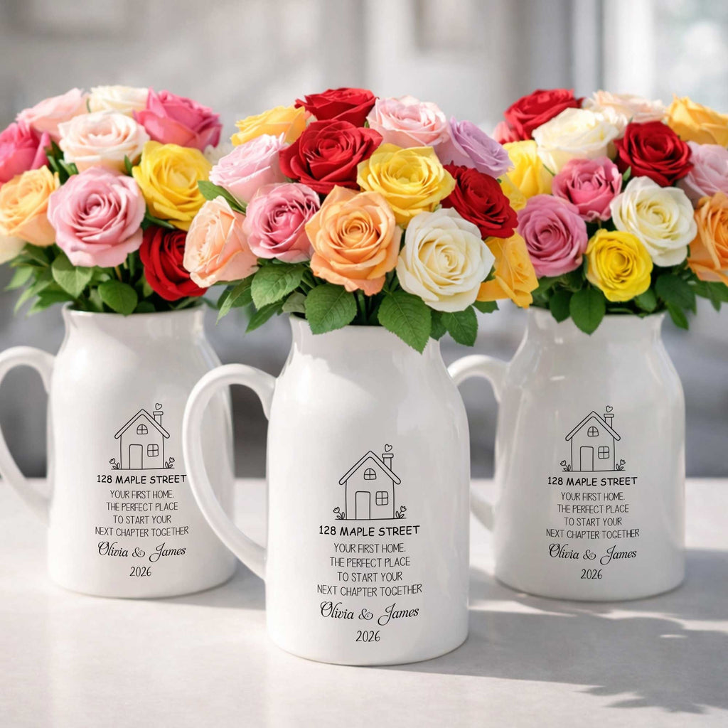 Personalized Ceramic Flower Vase Custom Name Family Gift Flower Vase GradoCreations