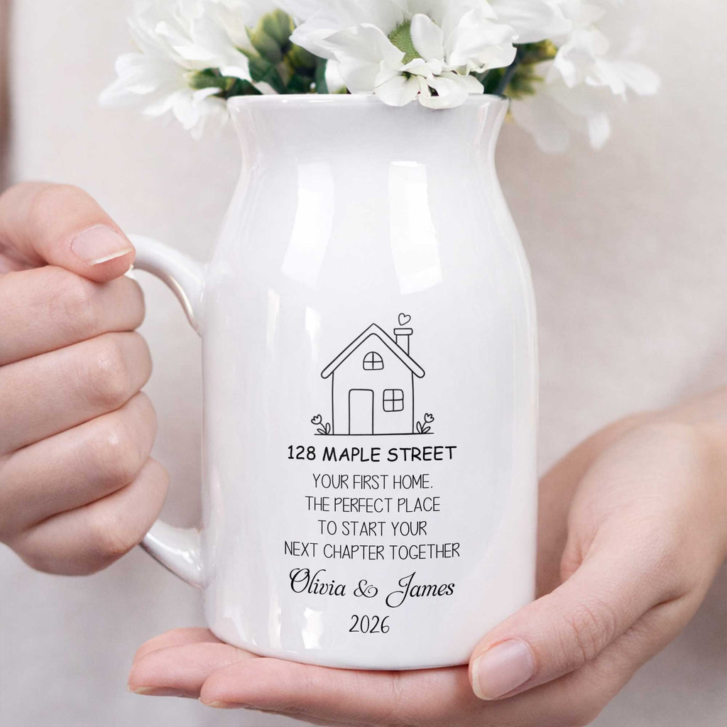 Personalized Ceramic Flower Vase Custom Name Family Gift Flower Vase GradoCreations