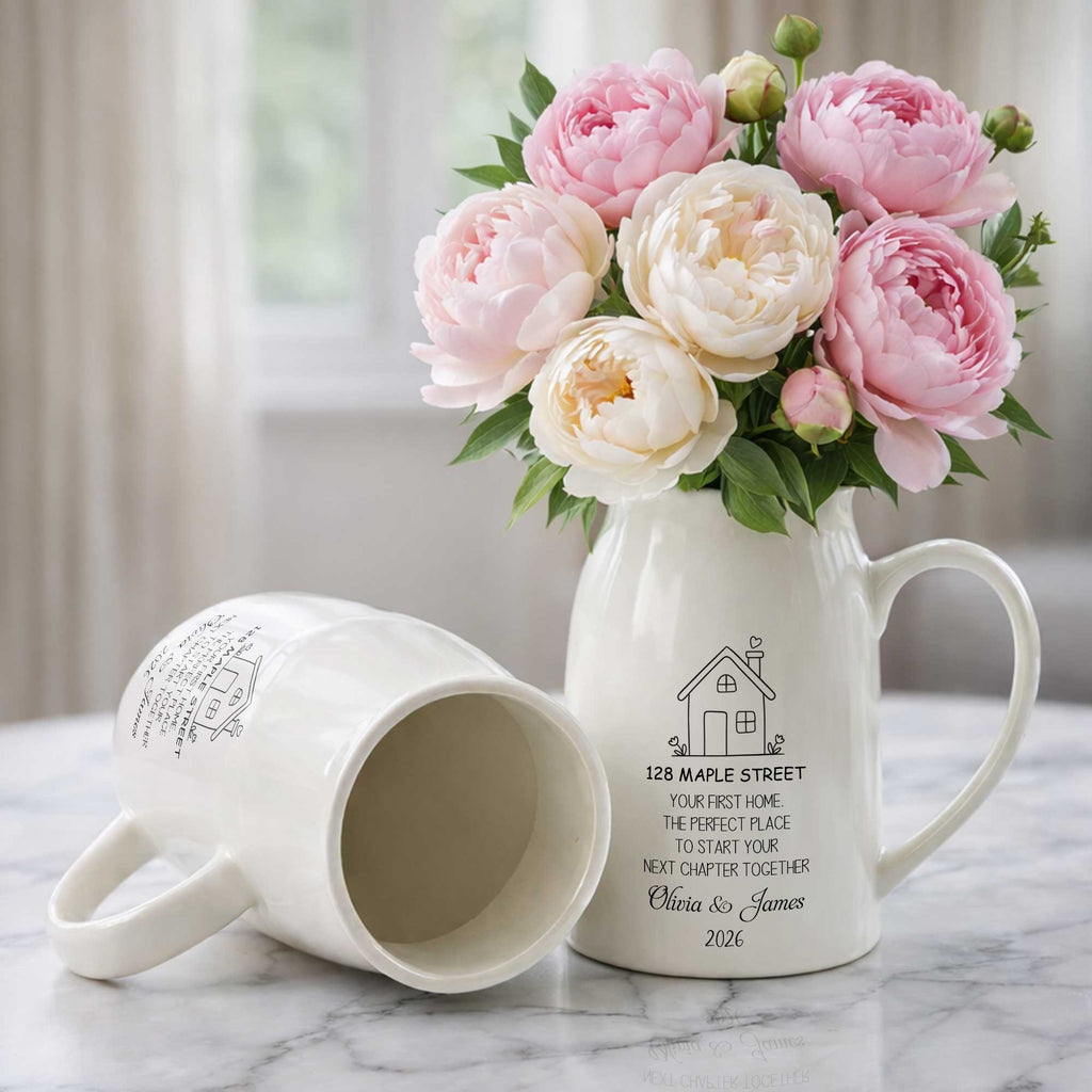 Personalized Ceramic Flower Vase Custom Name Family Gift Flower Vase GradoCreations