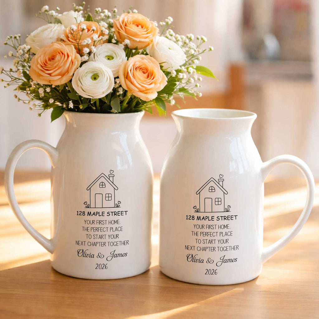 Personalized Ceramic Flower Vase Custom Name Family Gift Flower Vase GradoCreations