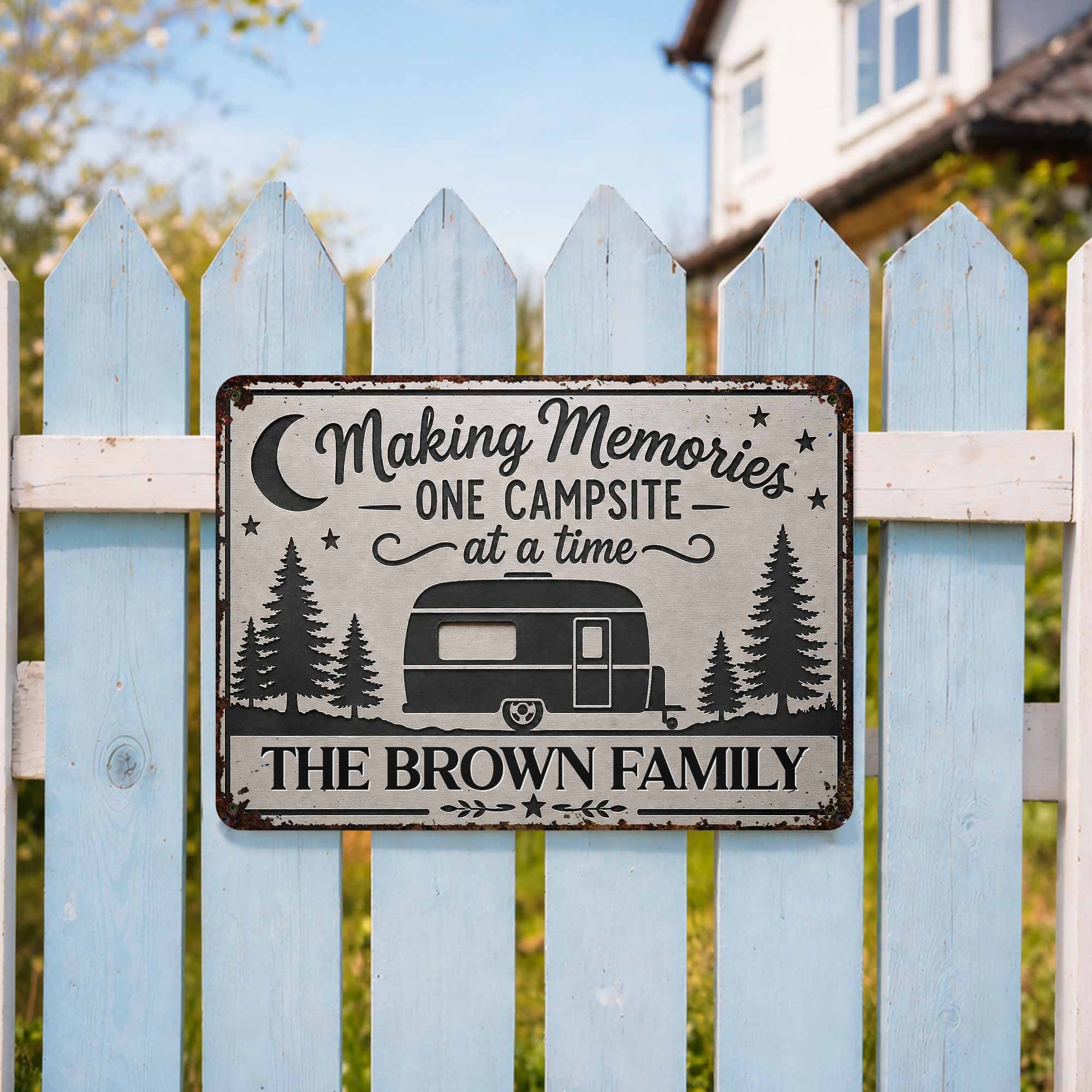 Personalized Metal Sign for Camping Lovers Custom Family Gift