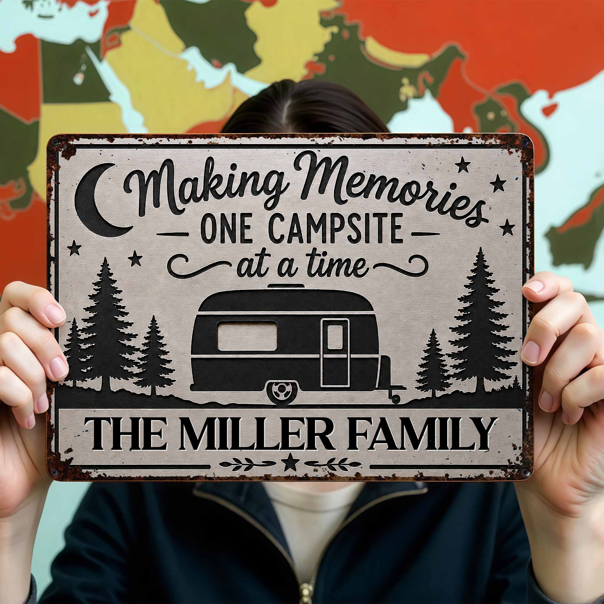 Personalized Metal Sign for Camping Lovers Custom Family Gift