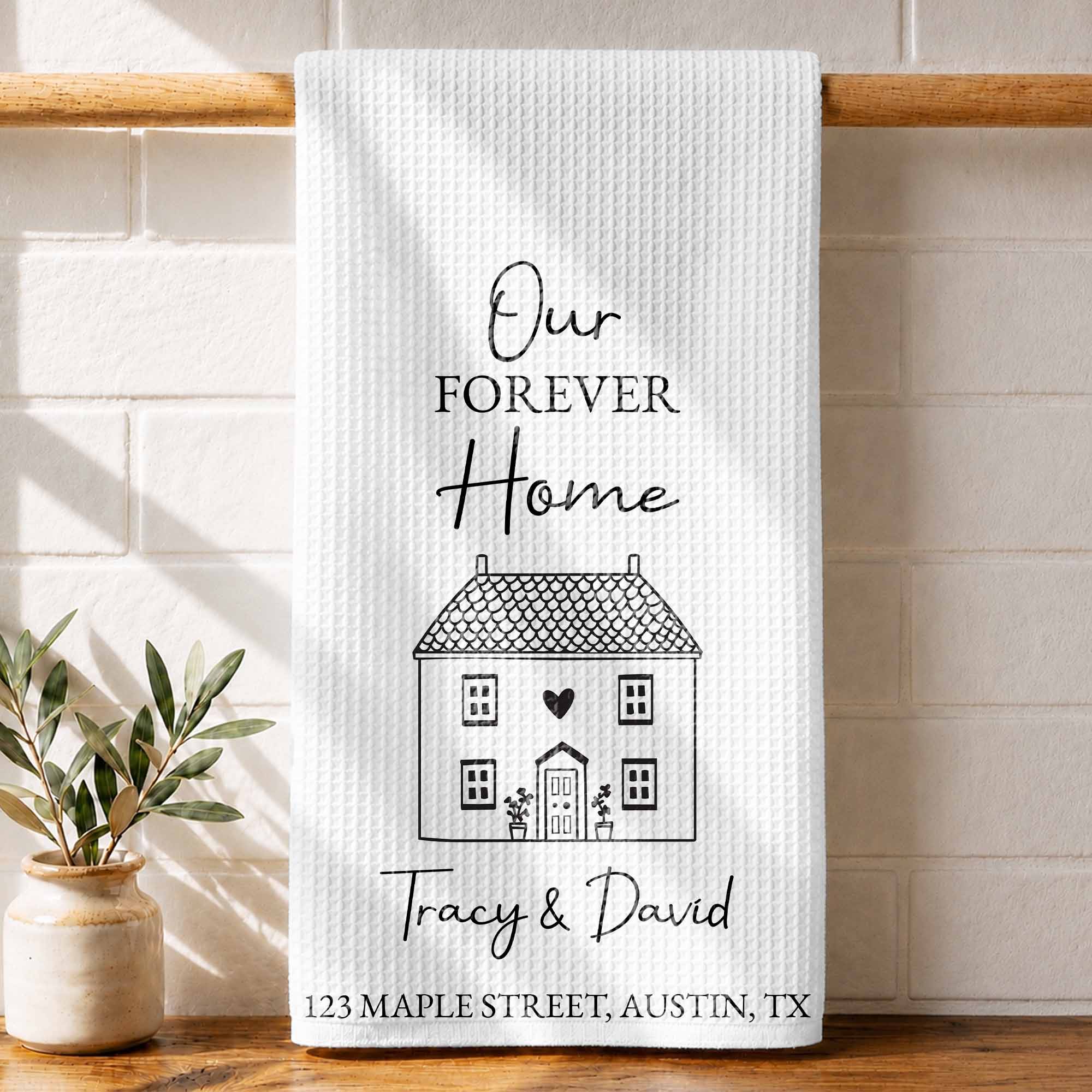 Personalized Kitchen Towel Custom Home Illustration Gift Kitchen Towel GradoCreations