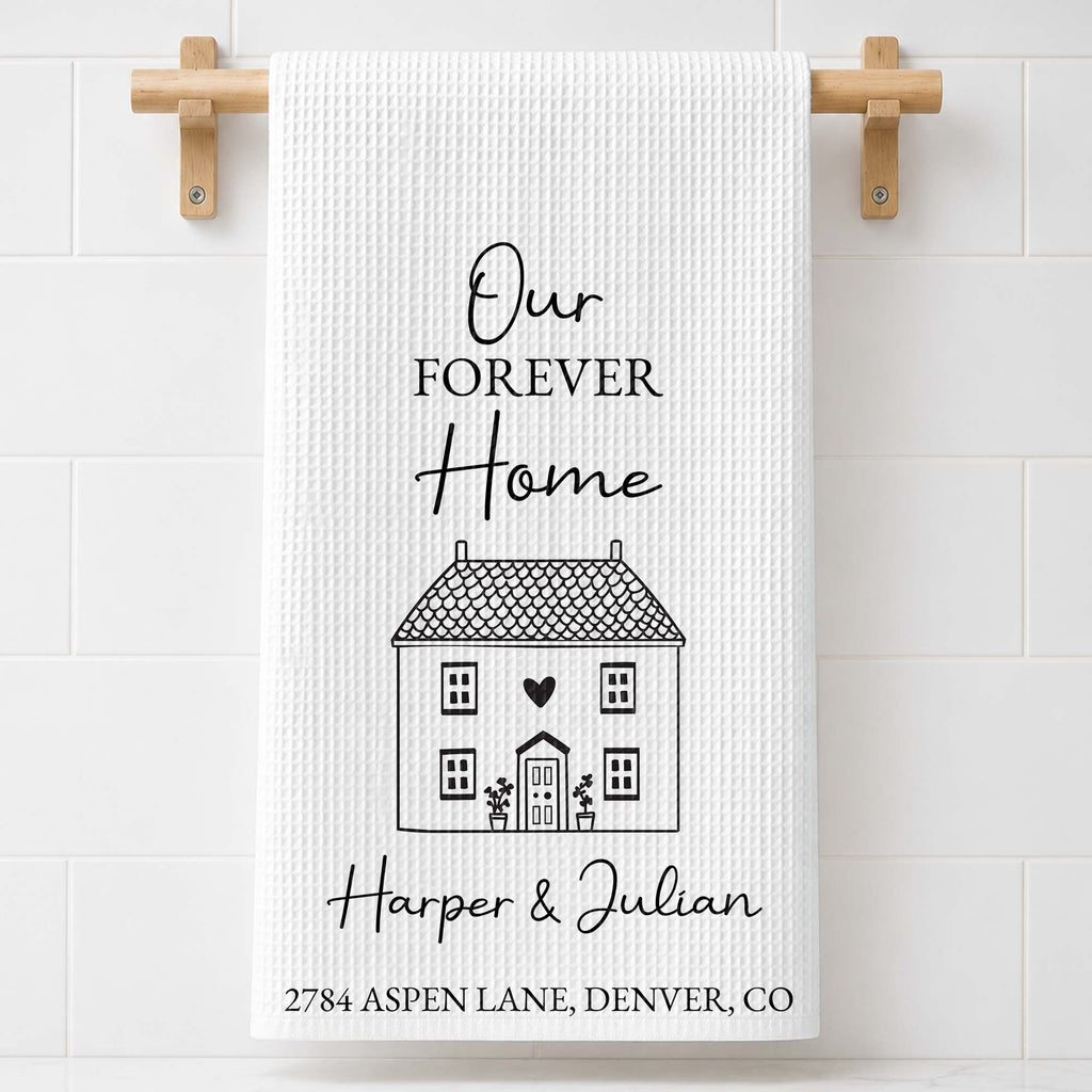 Personalized Kitchen Towel Custom Home Illustration Gift Kitchen Towel GradoCreations