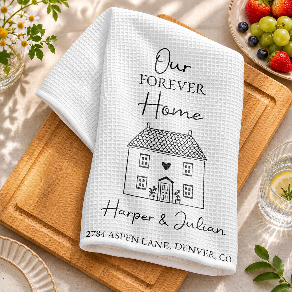 Personalized Kitchen Towel Custom Home Illustration Gift Kitchen Towel GradoCreations