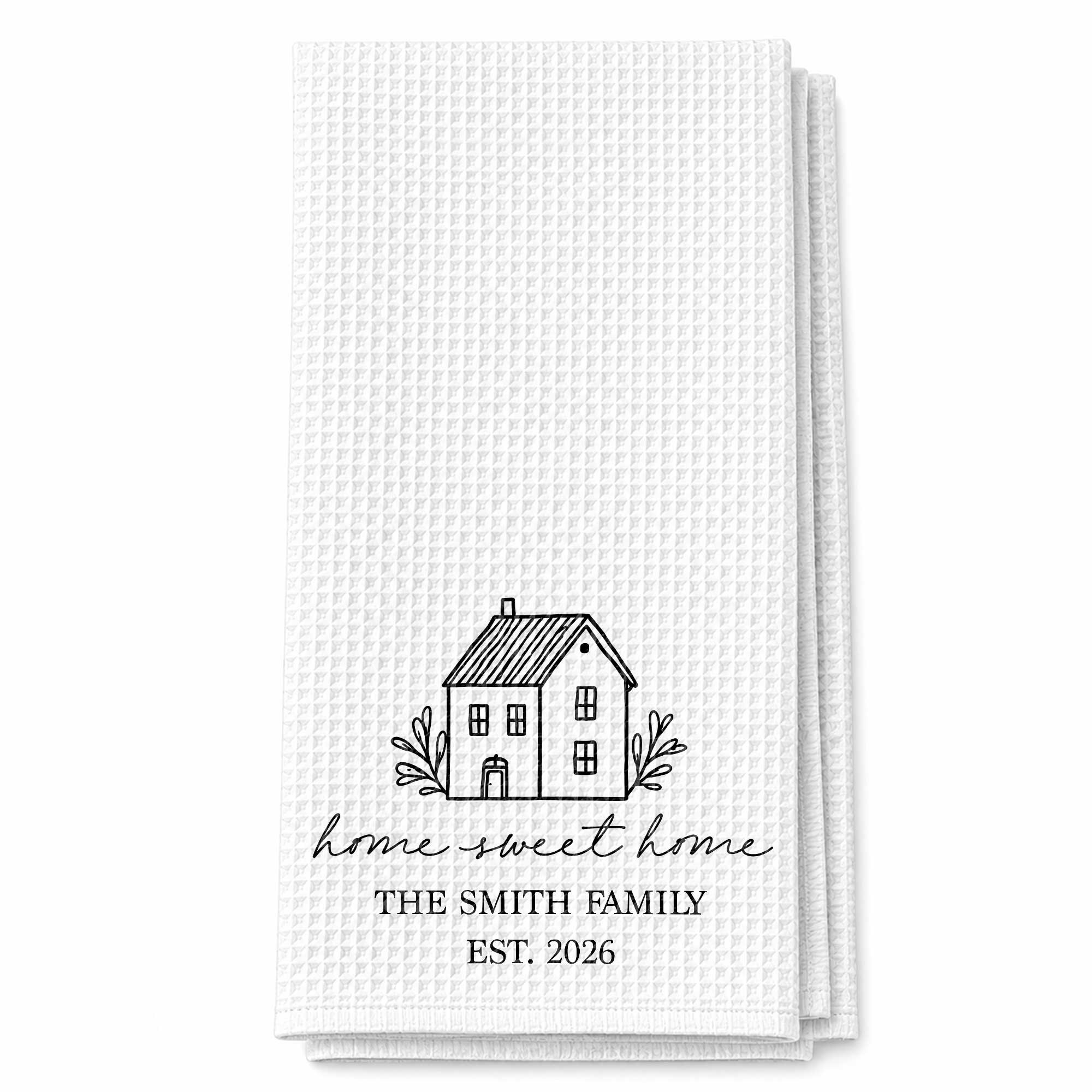 Personalized Family Kitchen Towel Custom Year Home Sweet Home Gift Kitchen Towel GradoCreations