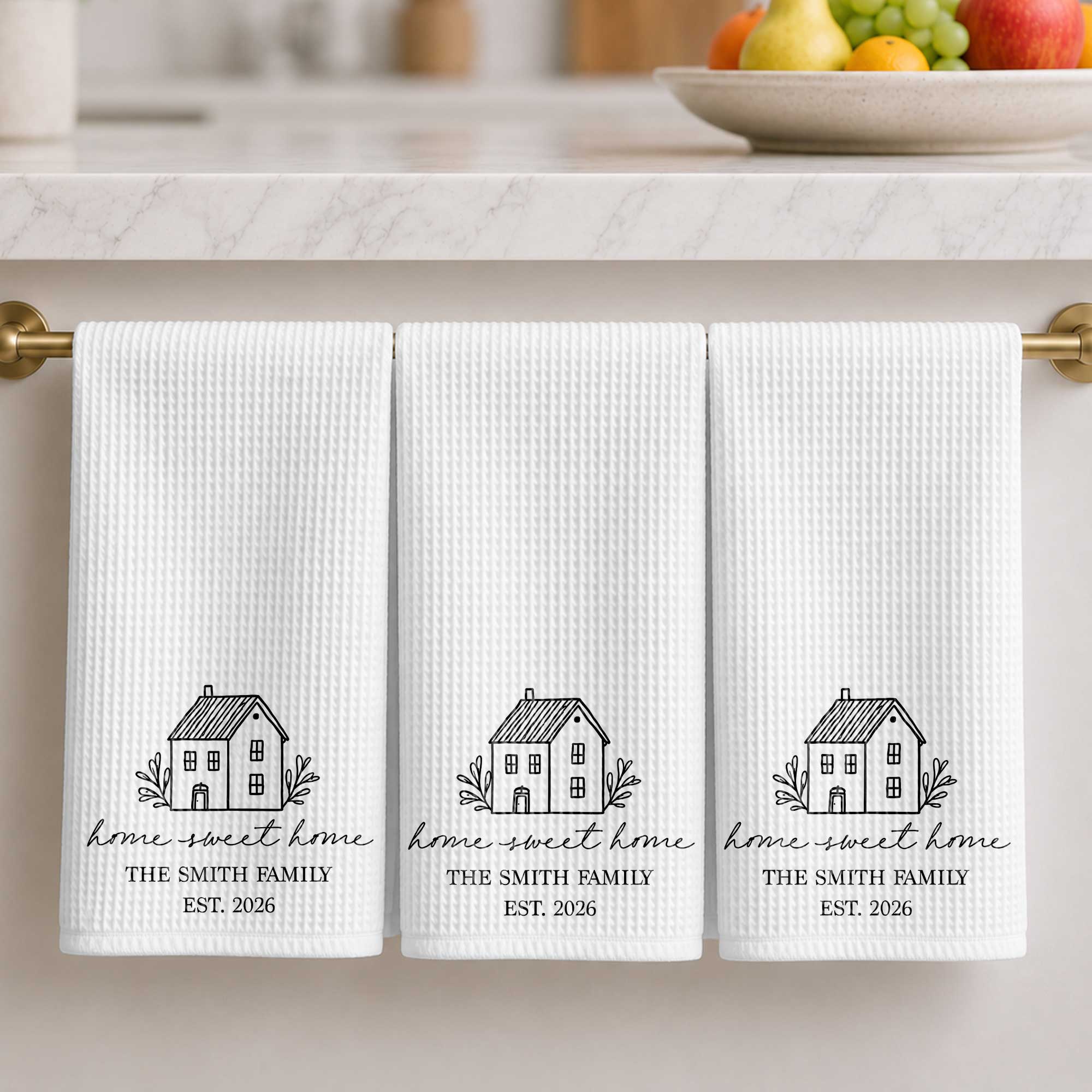 Personalized Family Kitchen Towel Custom Year Home Sweet Home Gift Kitchen Towel GradoCreations
