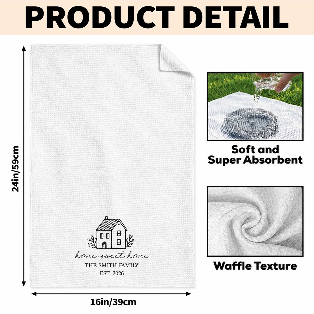 Personalized Family Kitchen Towel Custom Year Home Sweet Home Gift Kitchen Towel GradoCreations