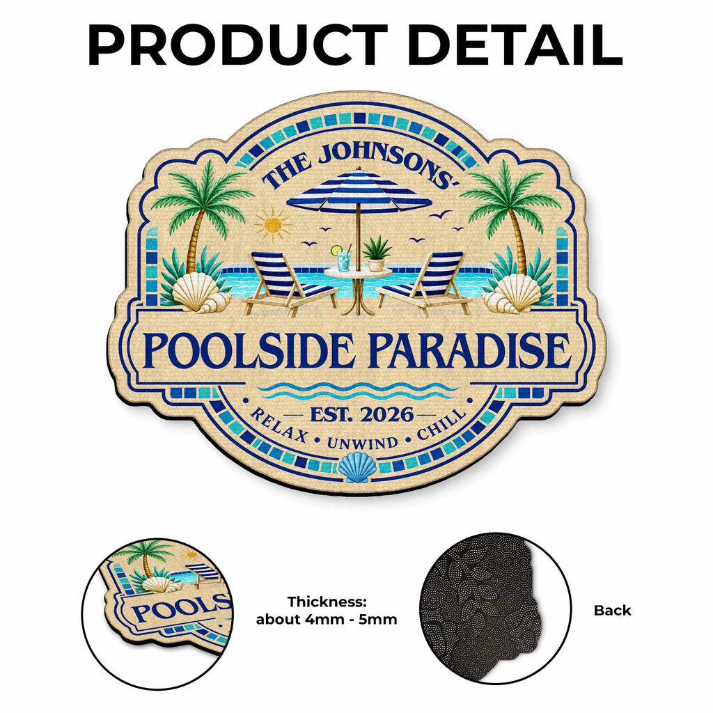 Personalized Custom-Shaped Doormat Family Name Palm Trees Beach Chairs Doormat GradoCreations