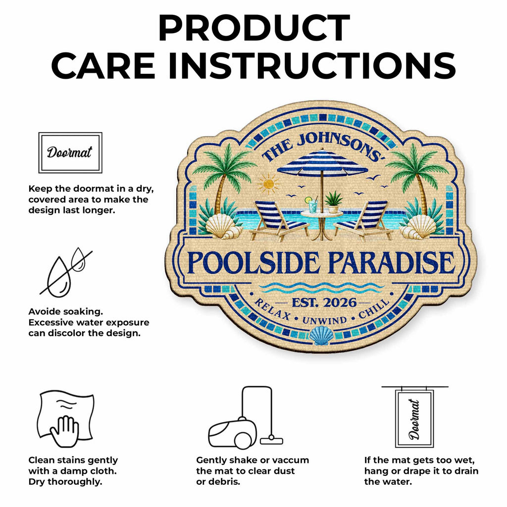 Personalized Custom-Shaped Doormat Family Name Palm Trees Beach Chairs Doormat GradoCreations