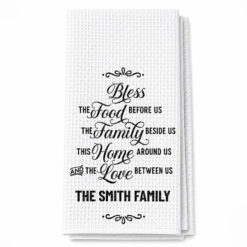 Personalized Family Name Kitchen Towel Blessing Gift Kitchen Towel GradoCreations