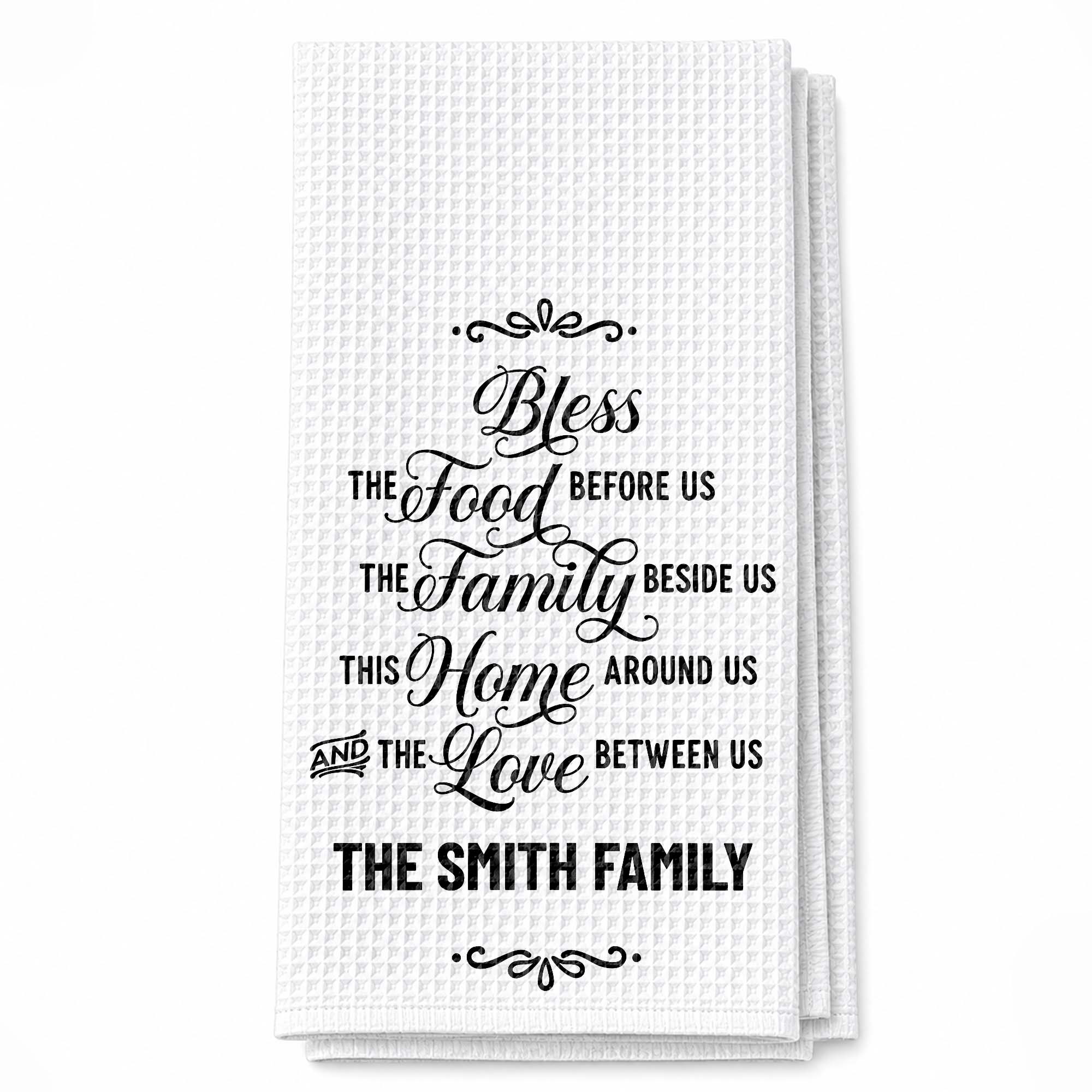Personalized Family Name Kitchen Towel Blessing Gift Kitchen Towel GradoCreations