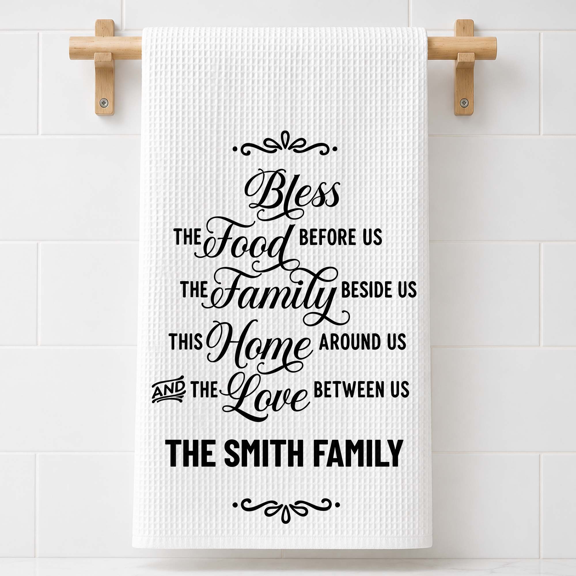 Personalized Family Name Kitchen Towel Blessing Gift Kitchen Towel GradoCreations