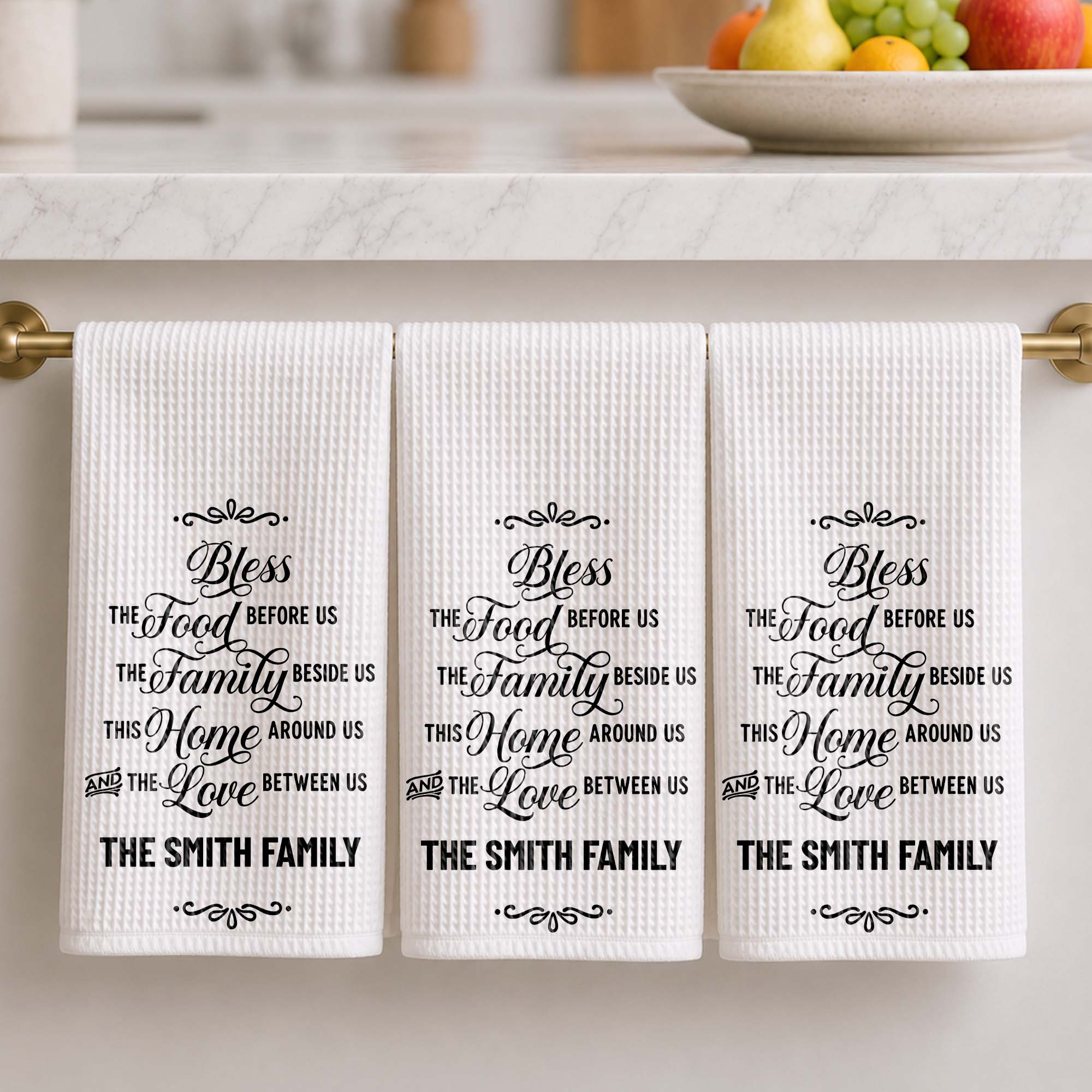 Personalized Family Name Kitchen Towel Blessing Gift Kitchen Towel GradoCreations