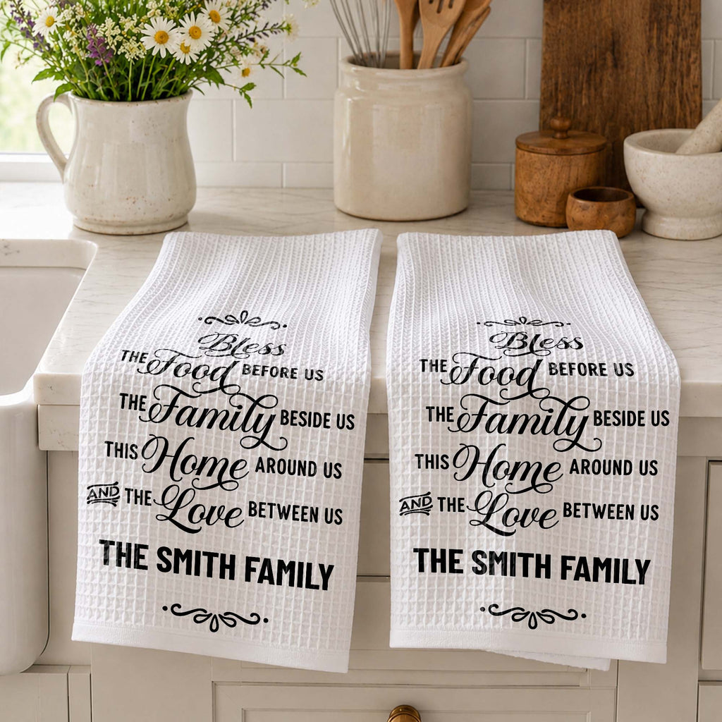 Personalized Family Name Kitchen Towel Blessing Gift Kitchen Towel GradoCreations