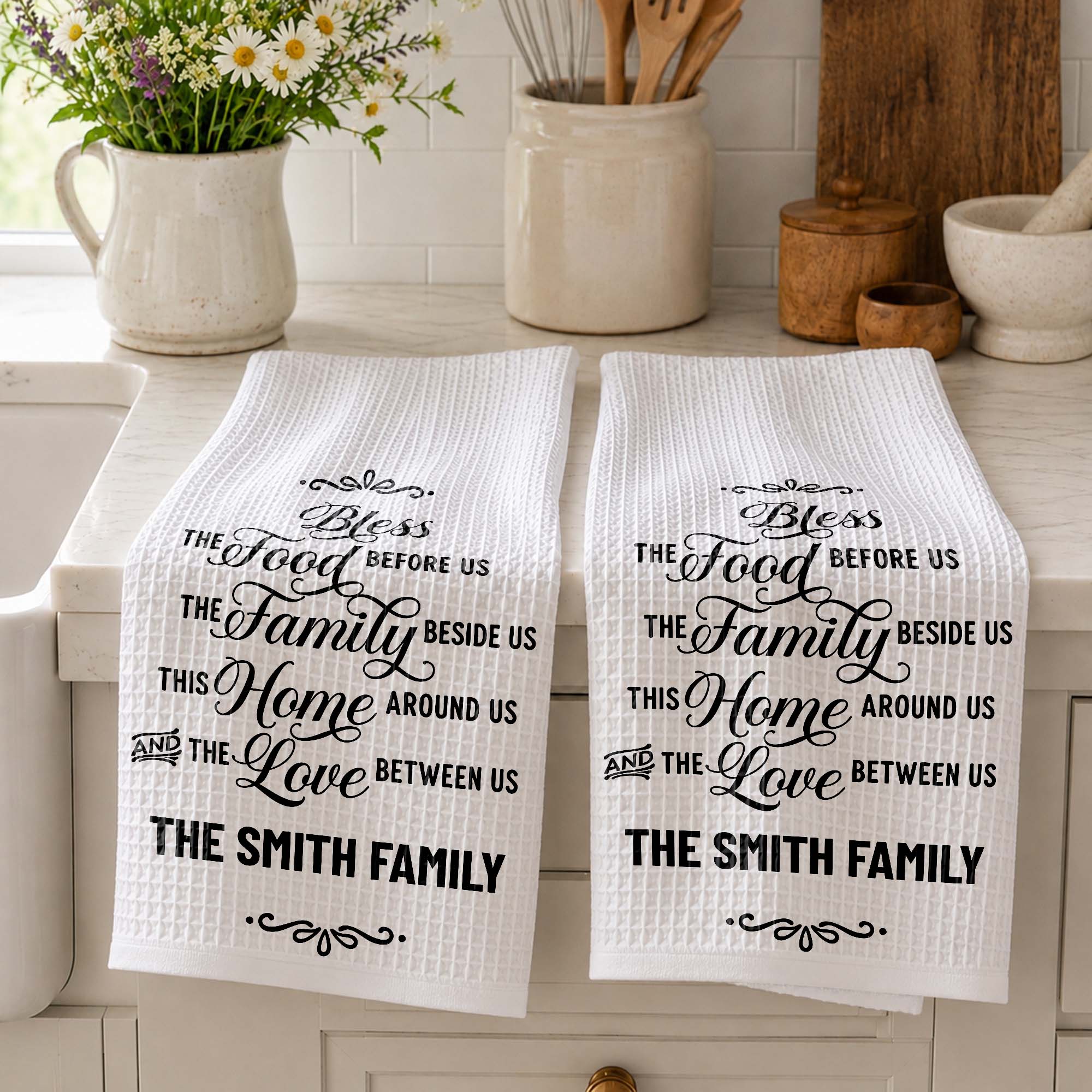 Personalized Family Name Kitchen Towel Blessing Gift Kitchen Towel GradoCreations