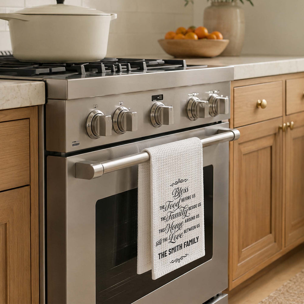 Personalized Family Name Kitchen Towel Blessing Gift Kitchen Towel GradoCreations