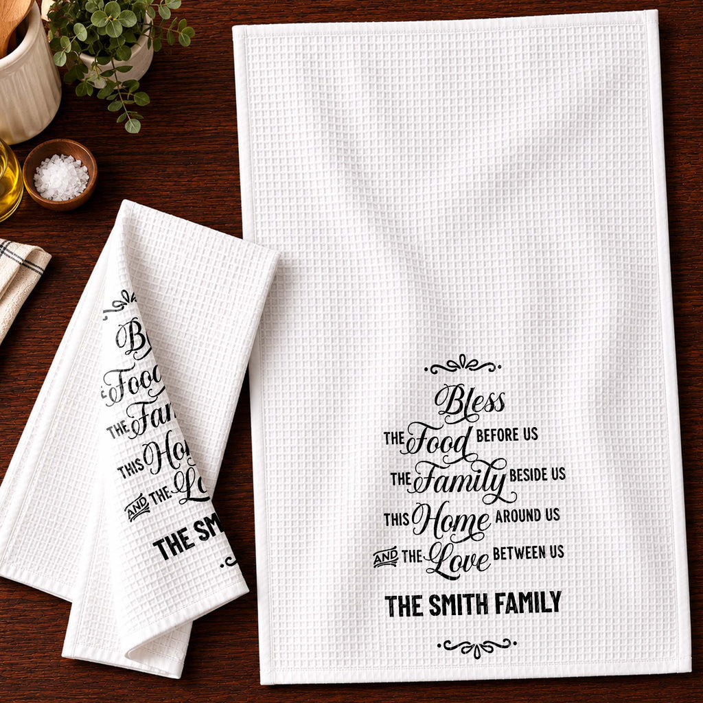 Personalized Family Name Kitchen Towel Blessing Gift Kitchen Towel GradoCreations