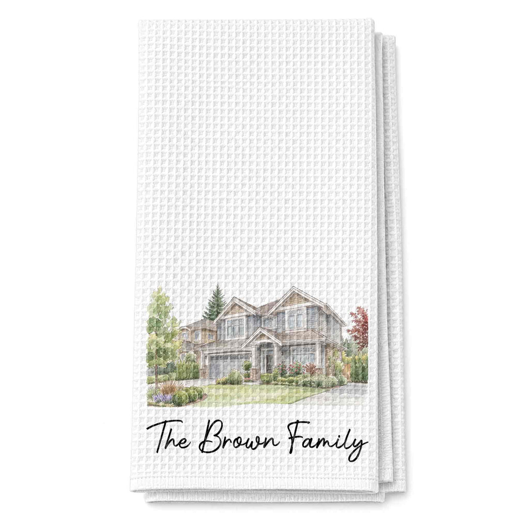 Personalized Kitchen Towel Custom Family Watercolor Design Gift Kitchen Towel GradoCreations