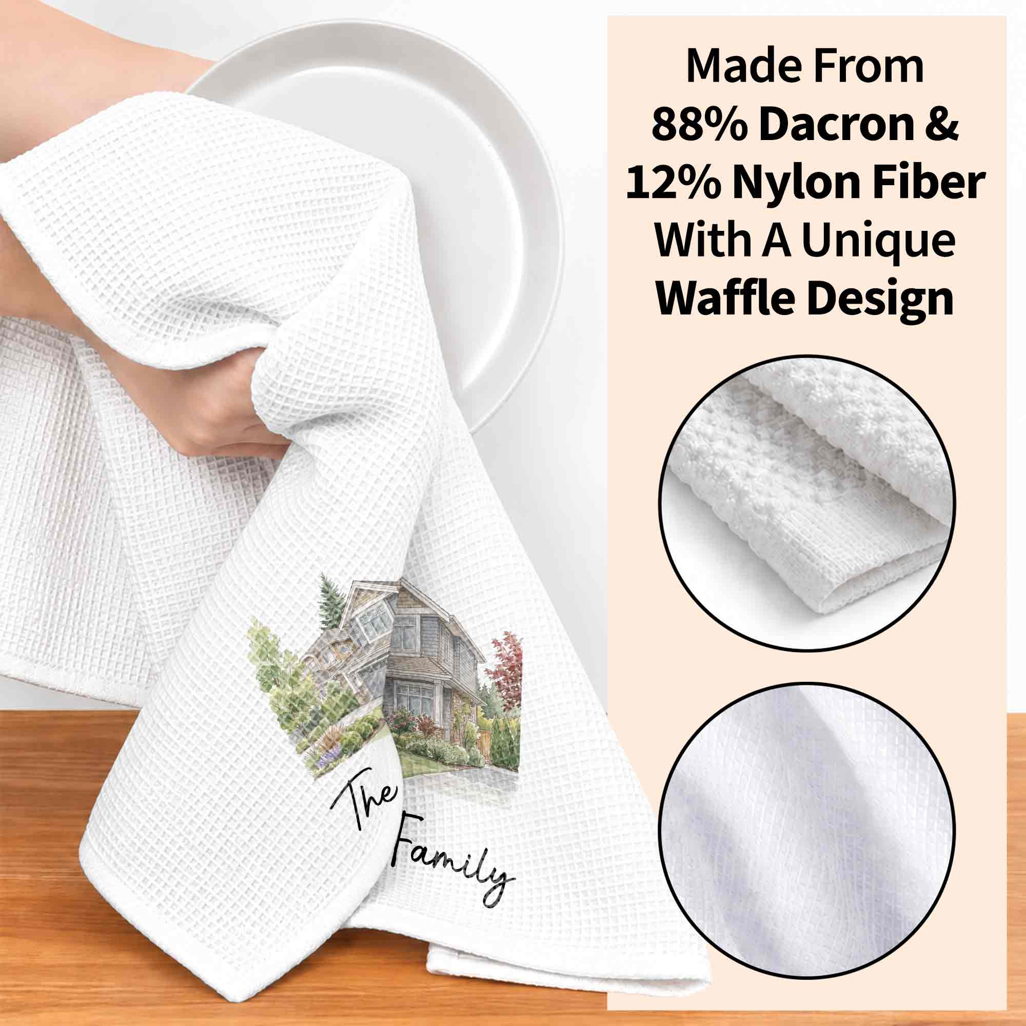 Personalized Kitchen Towel Custom Family Watercolor Design Gift Kitchen Towel GradoCreations