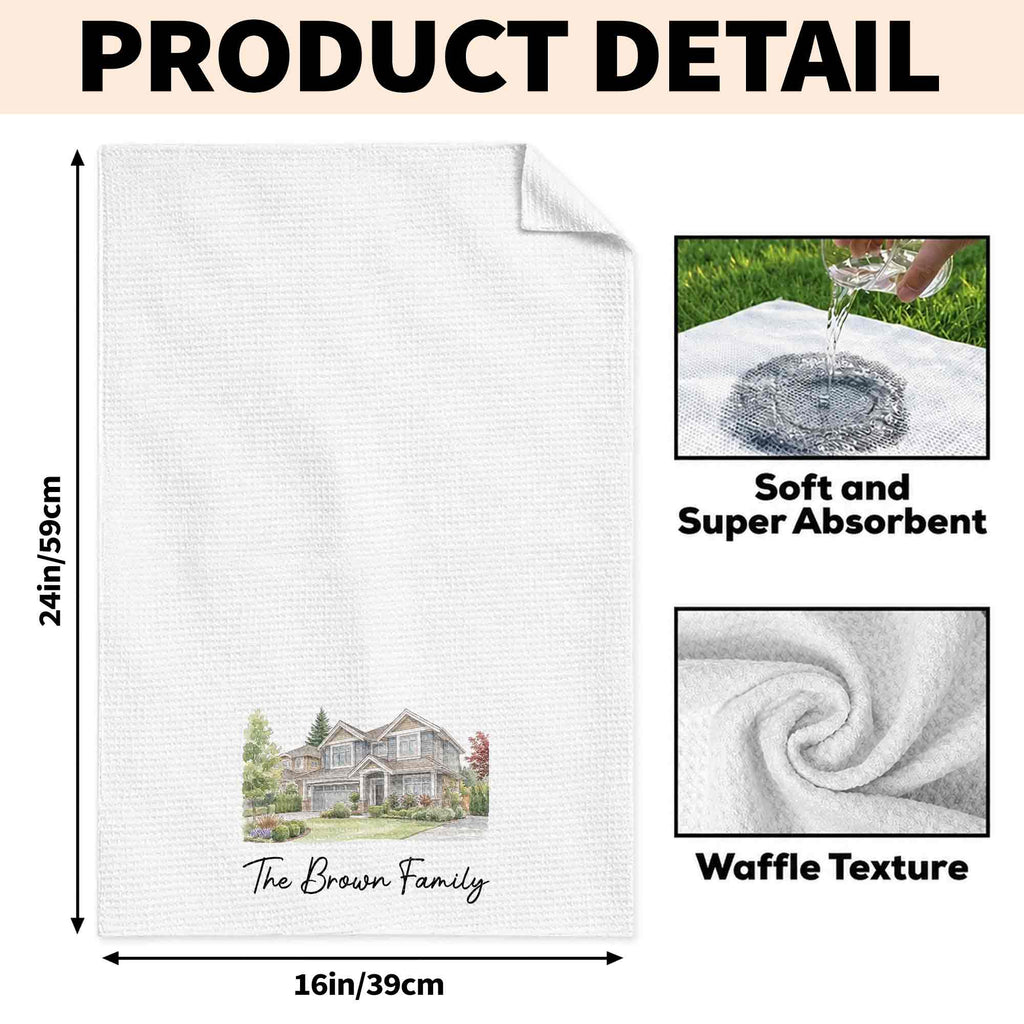 Personalized Kitchen Towel Custom Family Watercolor Design Gift Kitchen Towel GradoCreations