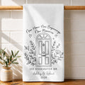 Personalized Floral Heart Kitchen Towel Custom Name Gift for Family Kitchen Towel GradoCreations