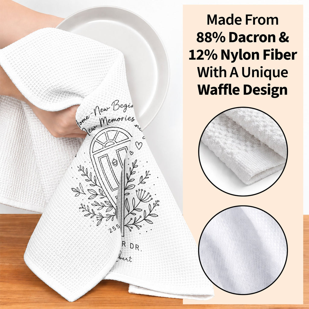 Personalized Floral Heart Kitchen Towel Custom Name Gift for Family Kitchen Towel GradoCreations