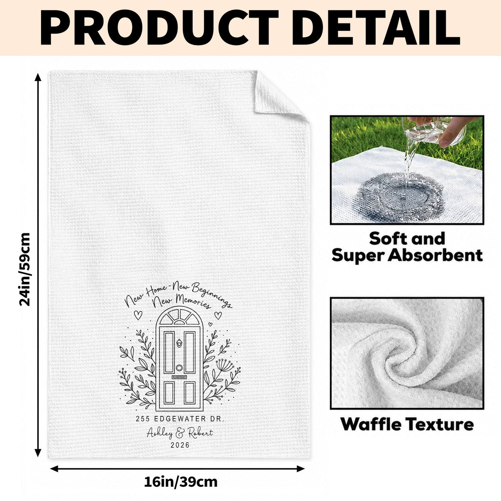 Personalized Floral Heart Kitchen Towel Custom Name Gift for Family Kitchen Towel GradoCreations