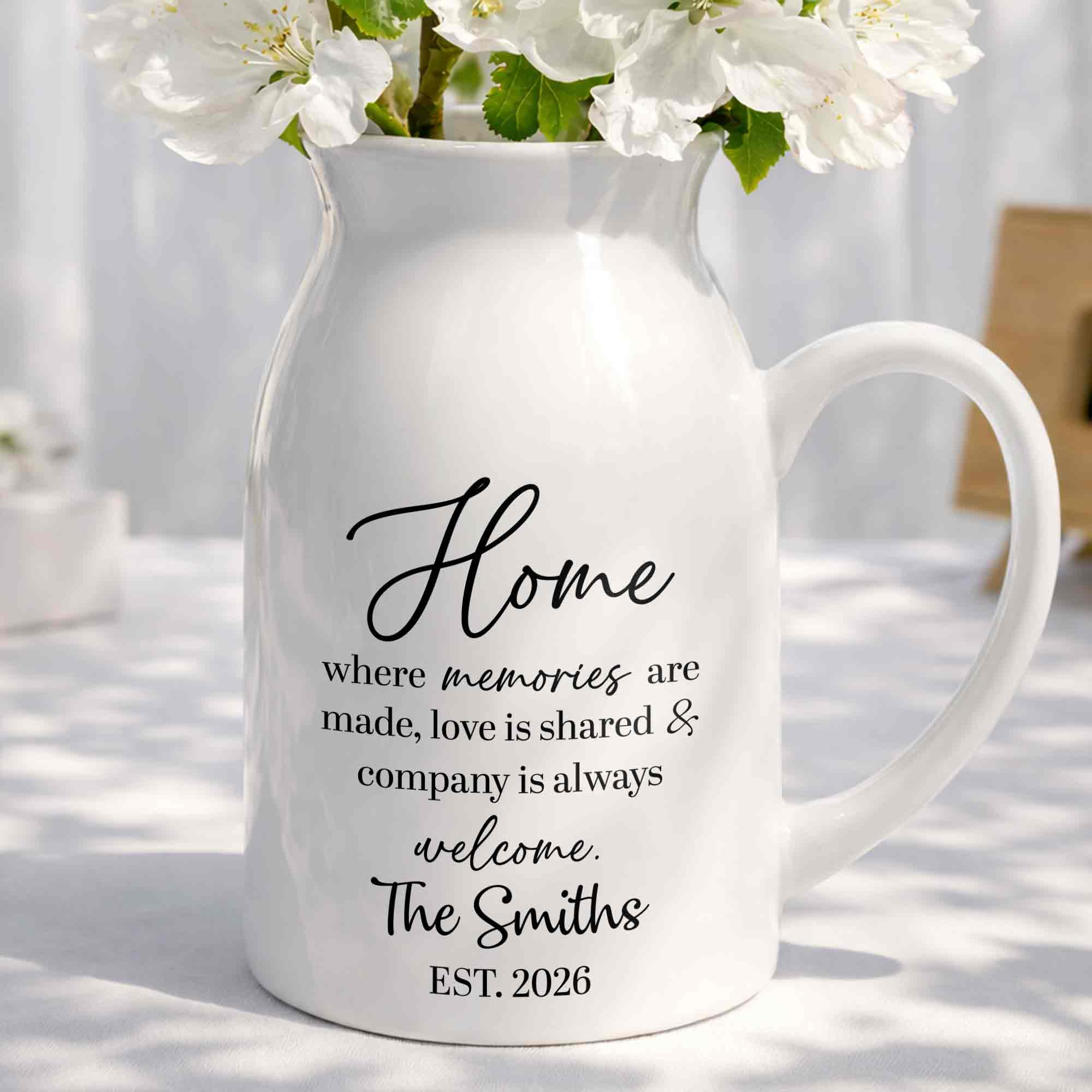 Personalized Ceramic Flower Vase Custom Year Gift for Family Flower Vase GradoCreations