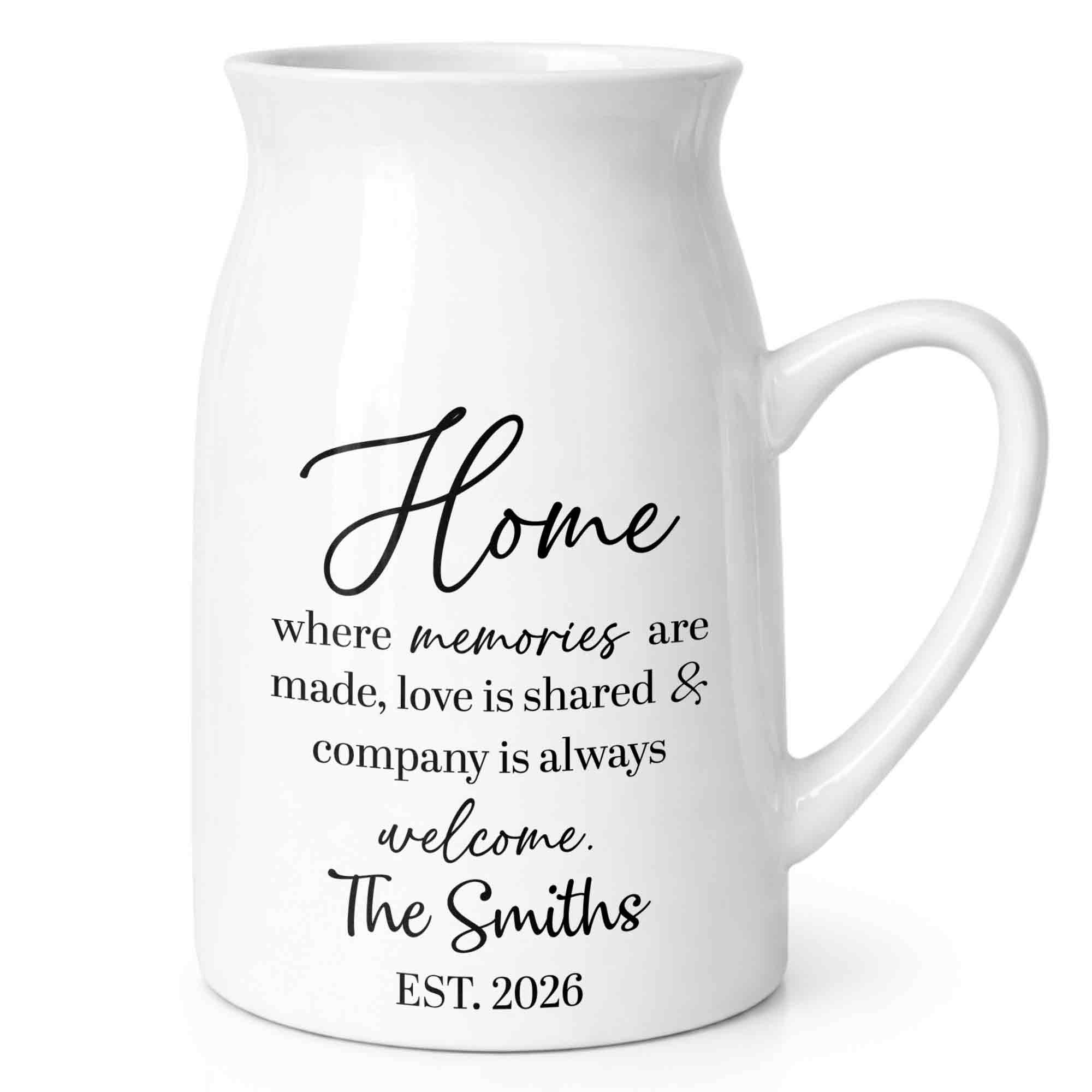 Personalized Ceramic Flower Vase Custom Year Gift for Family Flower Vase GradoCreations