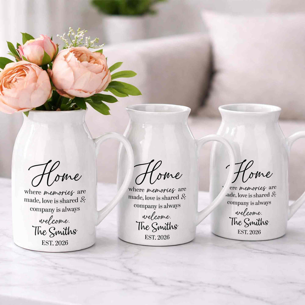 Personalized Ceramic Flower Vase Custom Year Gift for Family Flower Vase GradoCreations