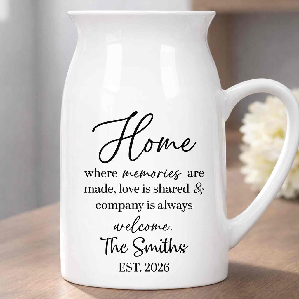 Personalized Ceramic Flower Vase Custom Year Gift for Family Flower Vase GradoCreations