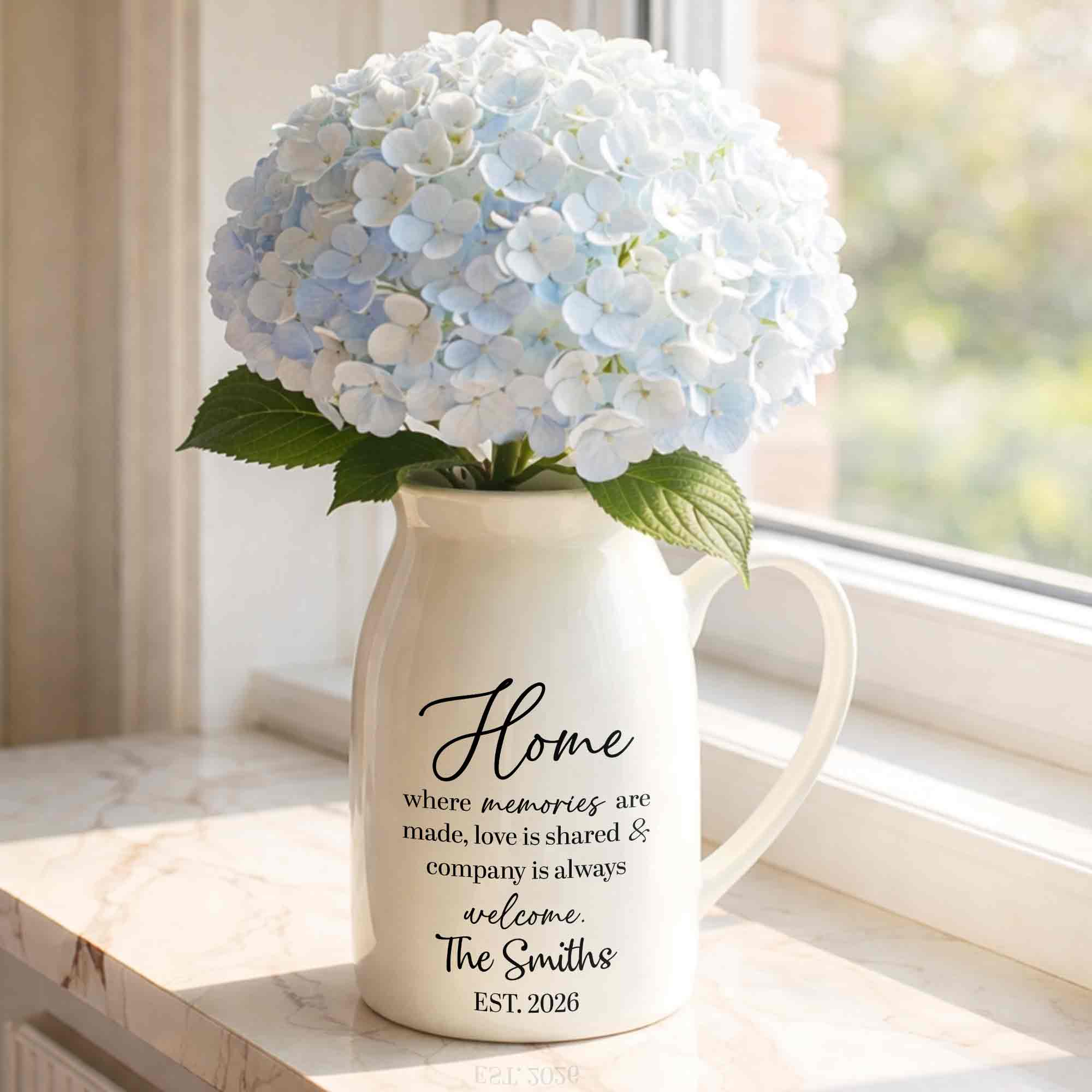 Personalized Ceramic Flower Vase Custom Year Gift for Family Flower Vase GradoCreations