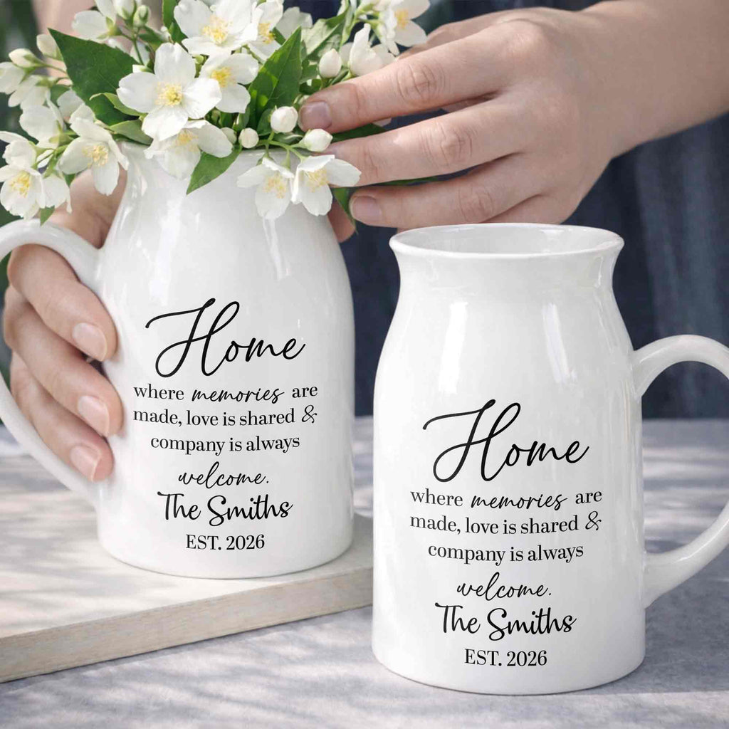 Personalized Ceramic Flower Vase Custom Year Gift for Family Flower Vase GradoCreations
