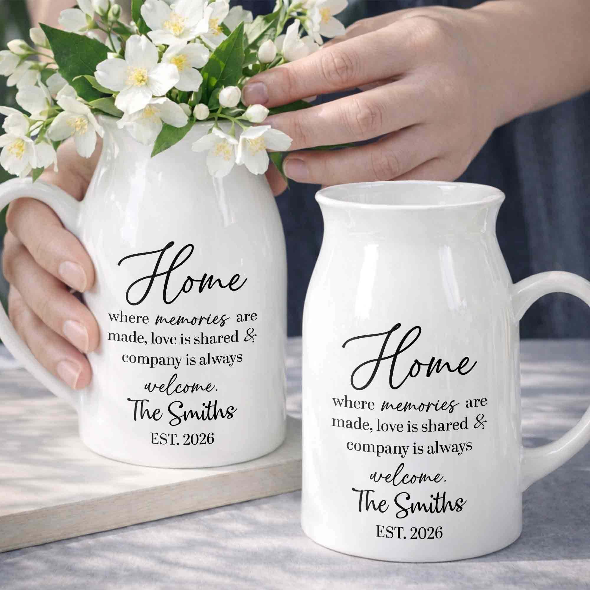 Personalized Ceramic Flower Vase Custom Year Gift for Family Flower Vase GradoCreations