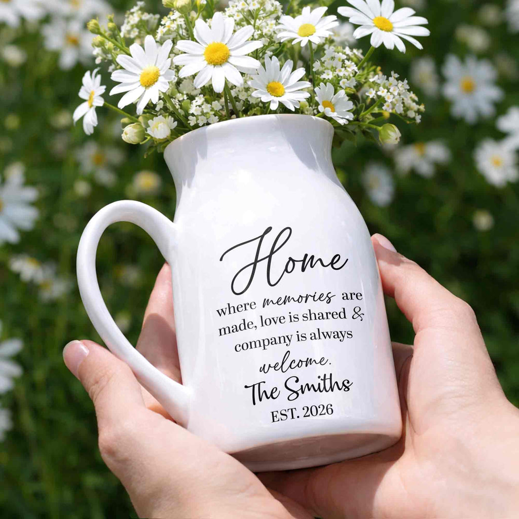 Personalized Ceramic Flower Vase Custom Year Gift for Family Flower Vase GradoCreations