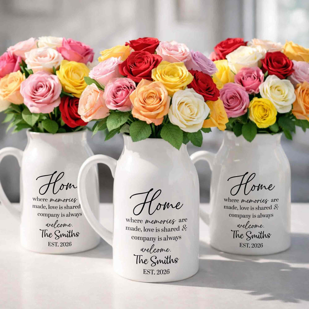 Personalized Ceramic Flower Vase Custom Year Gift for Family Flower Vase GradoCreations
