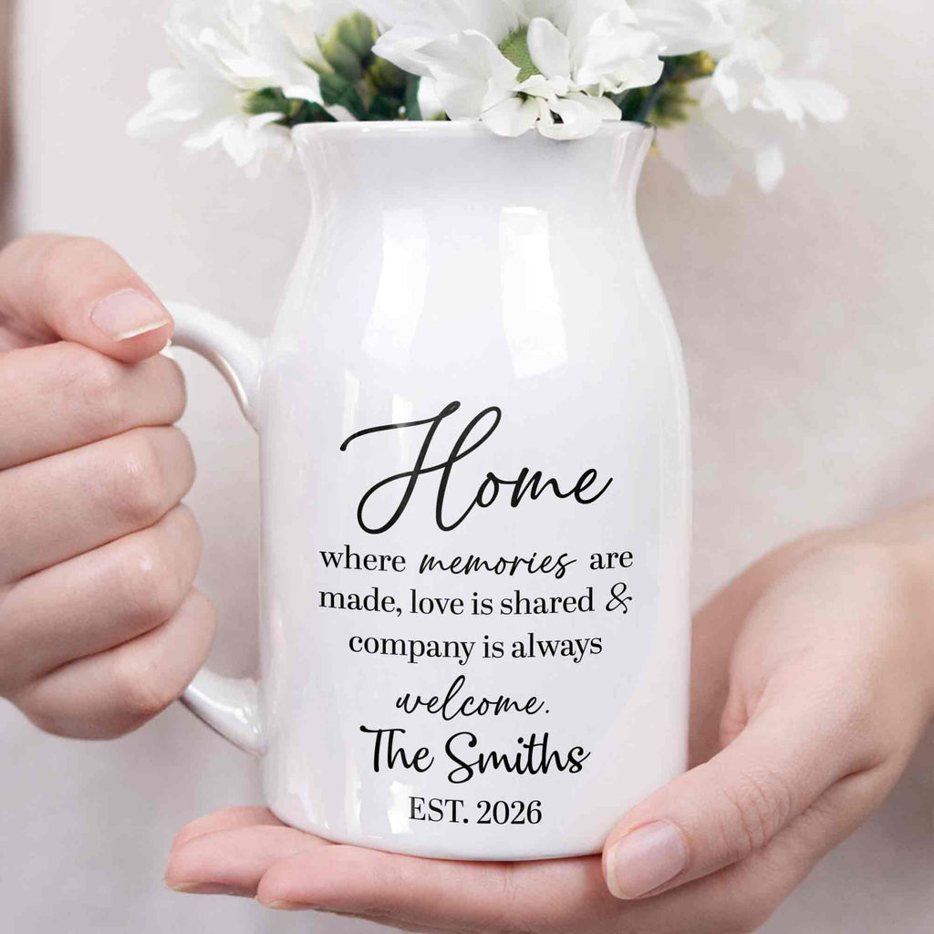 Personalized Ceramic Flower Vase Custom Year Gift for Family Flower Vase GradoCreations