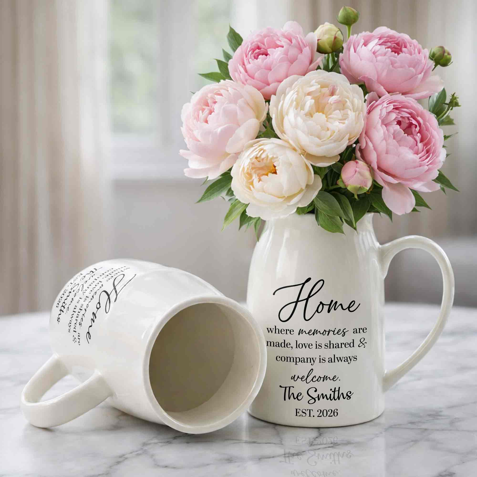 Personalized Ceramic Flower Vase Custom Year Gift for Family Flower Vase GradoCreations