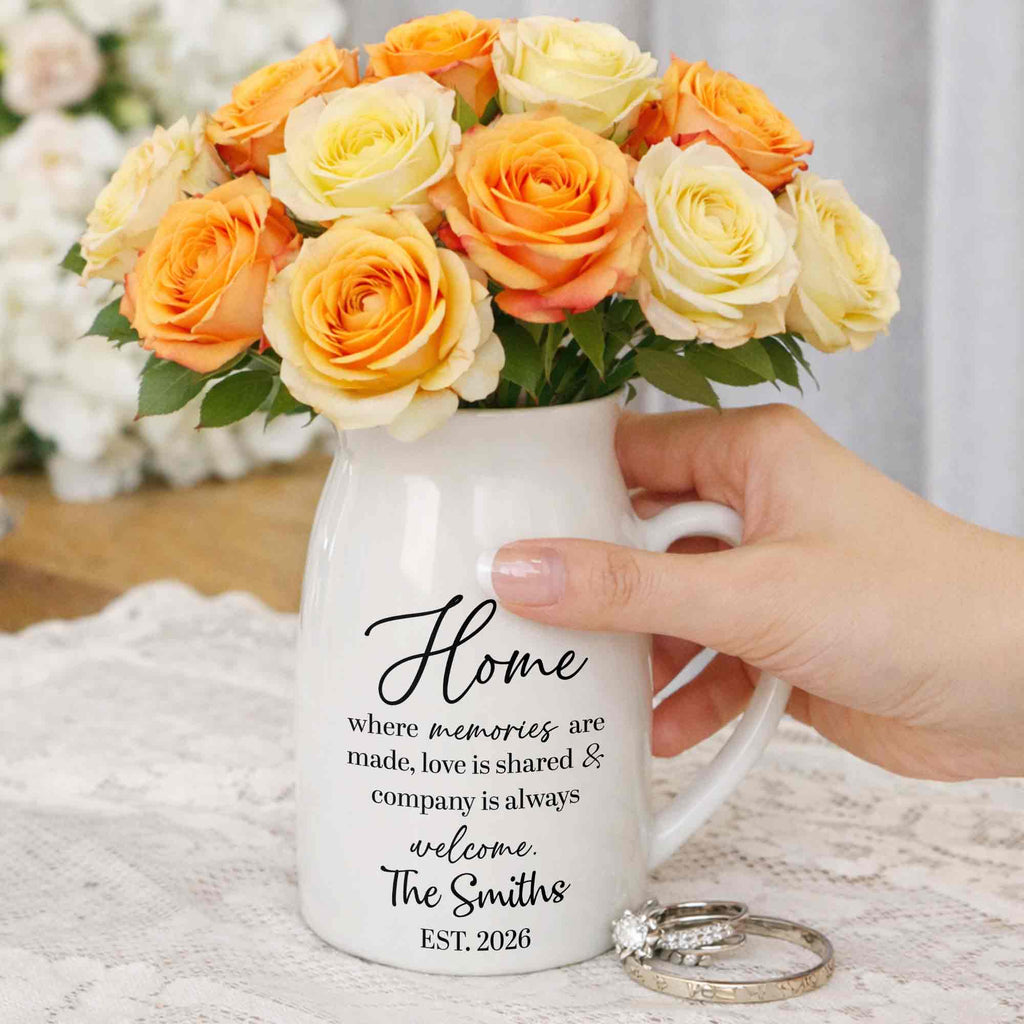 Personalized Ceramic Flower Vase Custom Year Gift for Family Flower Vase GradoCreations
