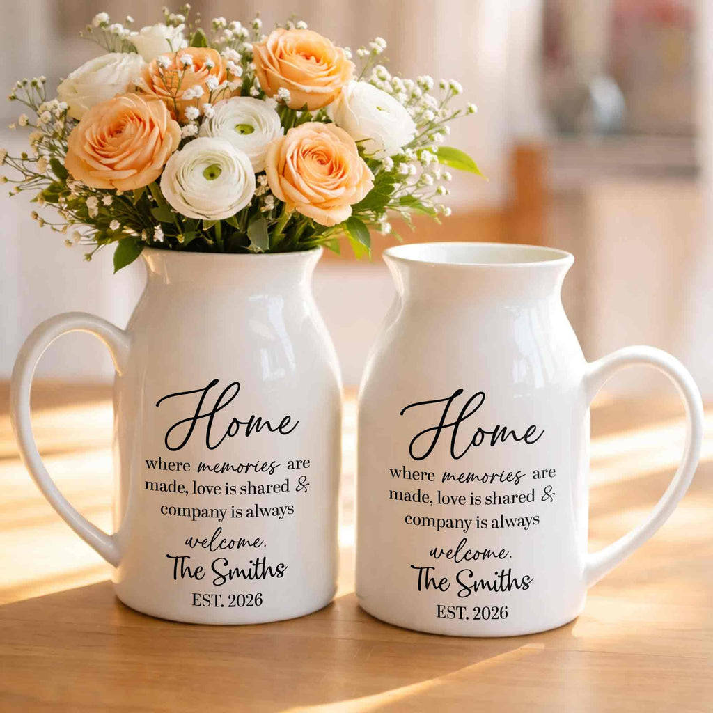 Personalized Ceramic Flower Vase Custom Year Gift for Family Flower Vase GradoCreations