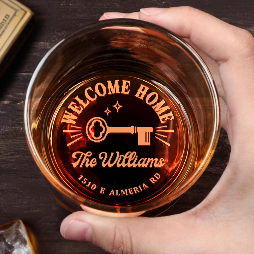 Personalized Engraved Whiskey Glass Custom Family Name Gift Whiskey Glass GradoCreations