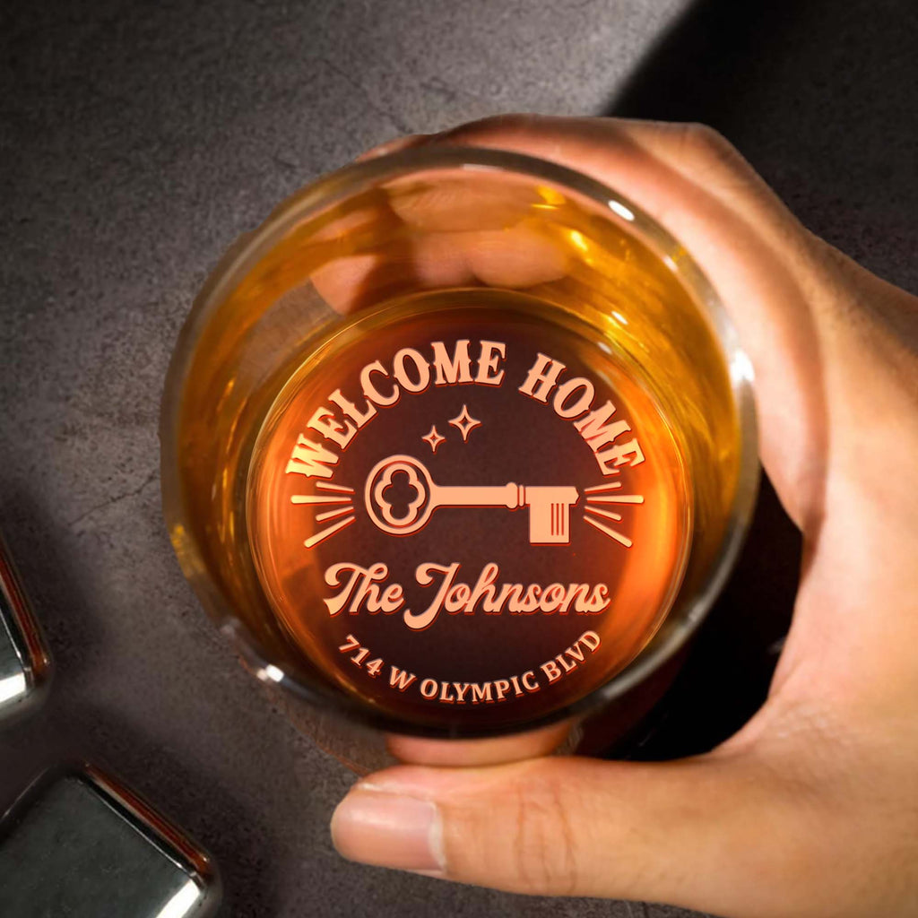 Personalized Engraved Whiskey Glass Custom Family Name Gift Whiskey Glass GradoCreations
