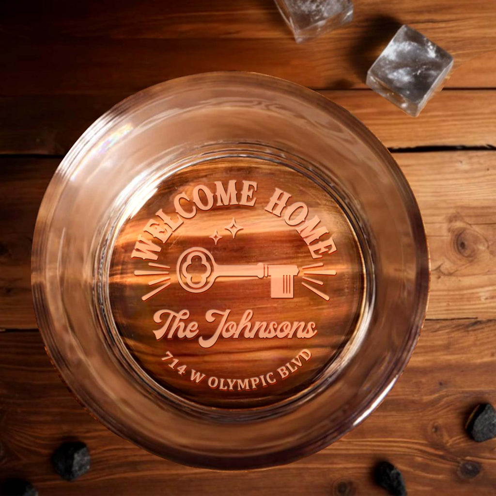 Personalized Engraved Whiskey Glass Custom Family Name Gift Whiskey Glass GradoCreations