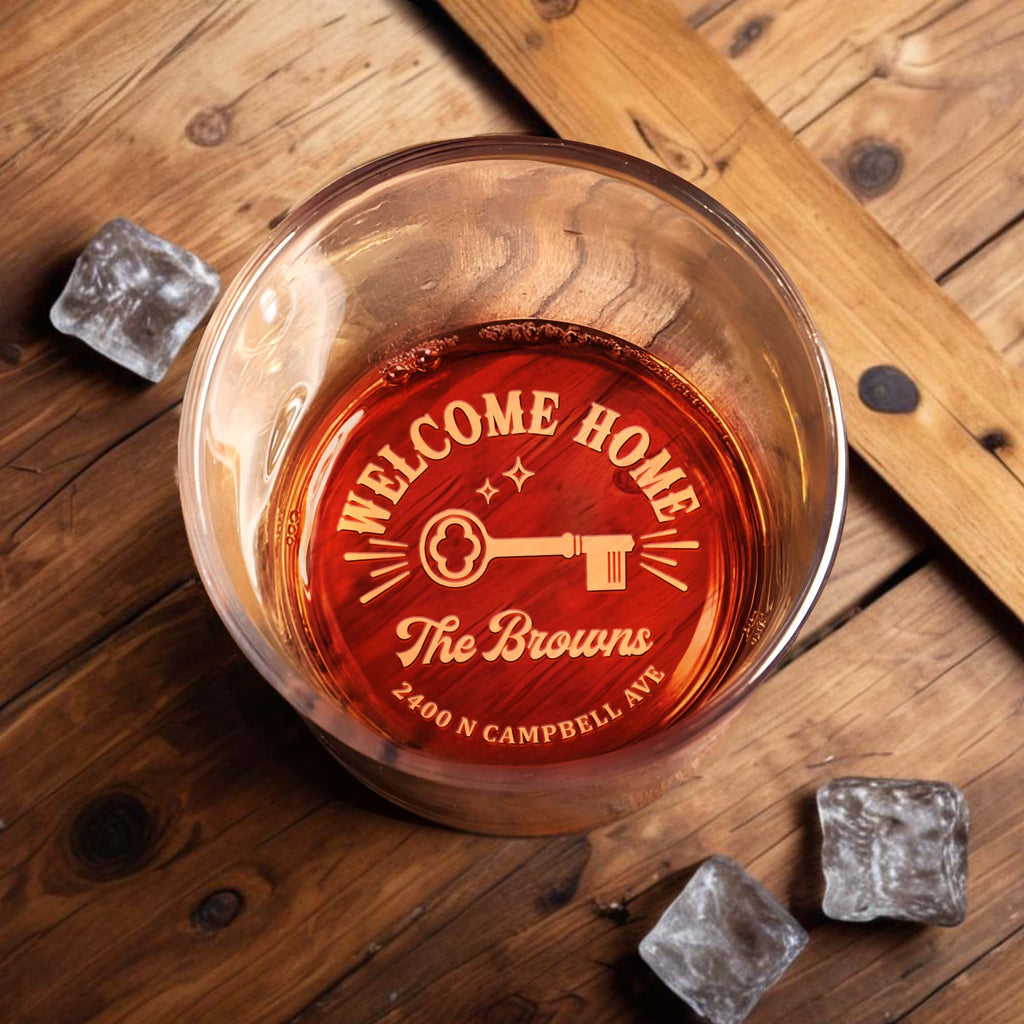 Personalized Engraved Whiskey Glass Custom Family Name Gift Whiskey Glass GradoCreations