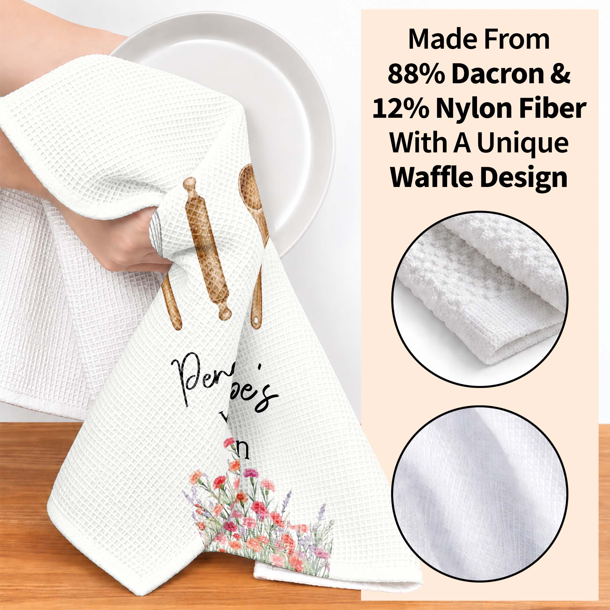 Personalized Kitchen Towel Custom Name Flowers Gift for Mom Kitchen Towel GradoCreations