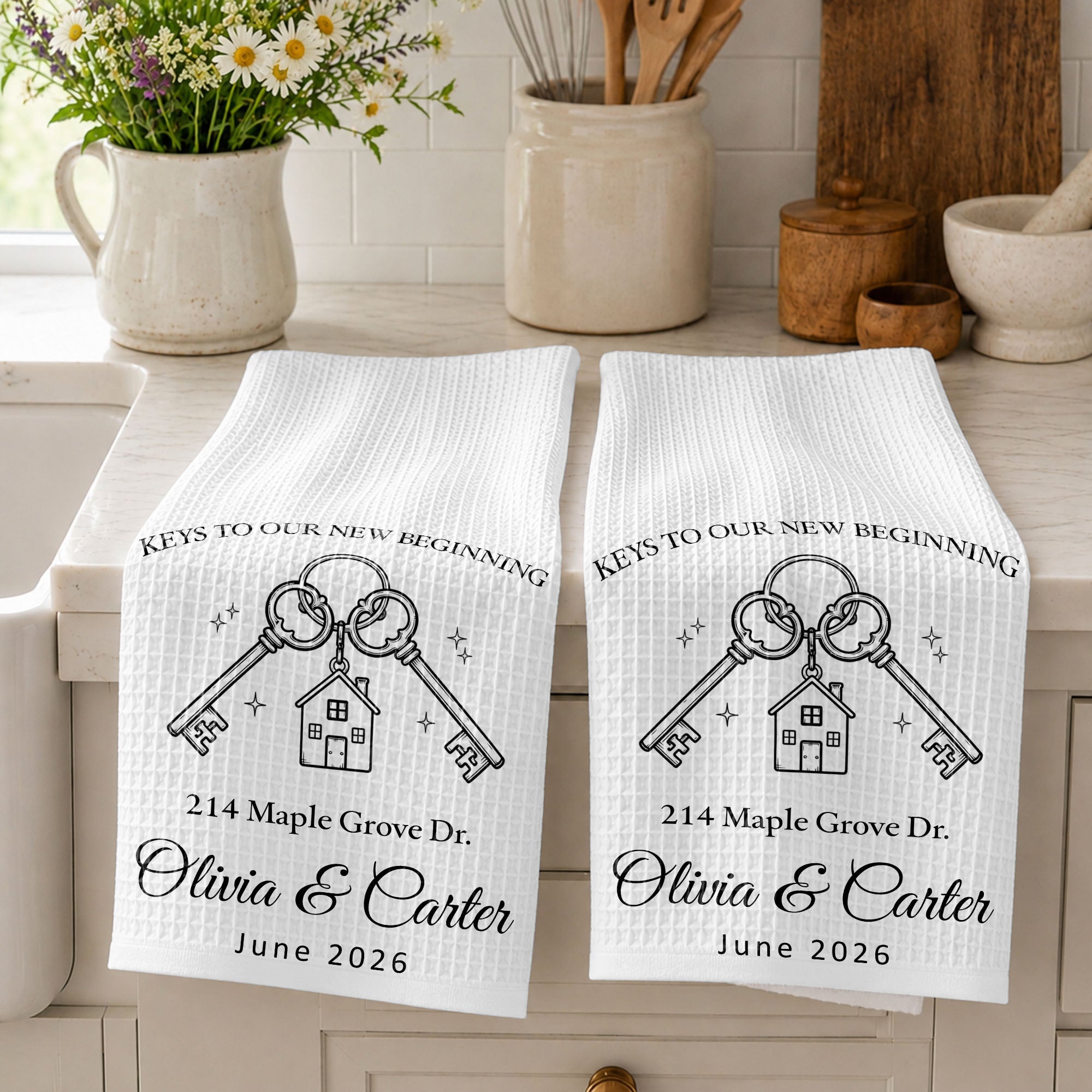 Custom Photo Kitchen Towel Key Chain Gift for Couples Kitchen Towel GradoCreations