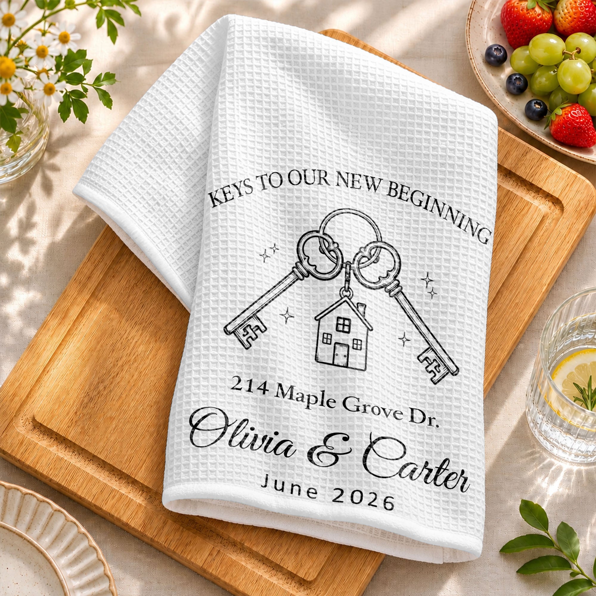 Custom Photo Kitchen Towel Key Chain Gift for Couples Kitchen Towel GradoCreations