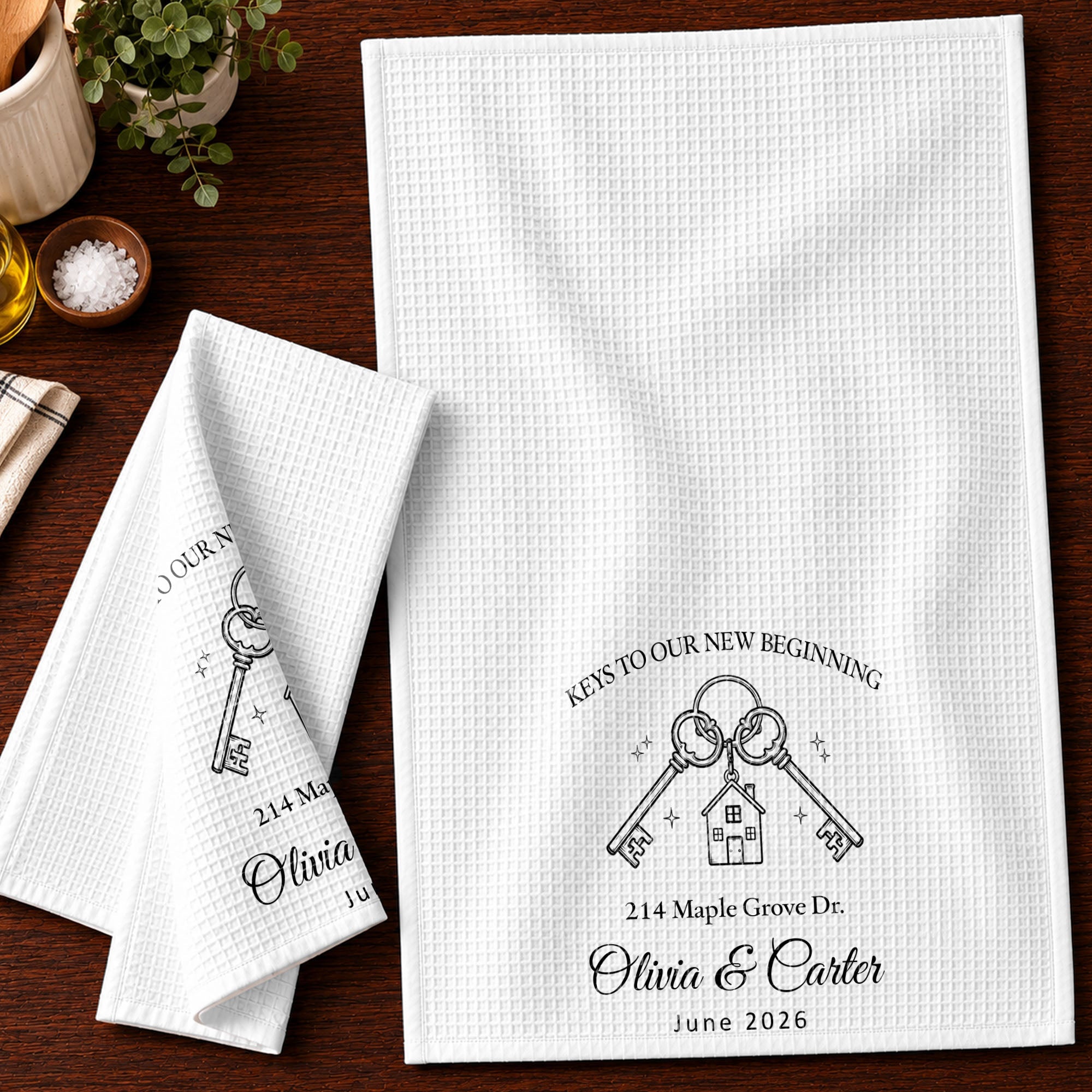 Custom Photo Kitchen Towel Key Chain Gift for Couples Kitchen Towel GradoCreations