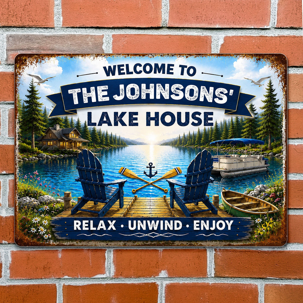 Personalized Metal Sign Custom Name Lake House Décor Gift Metal Sign GradoCreations